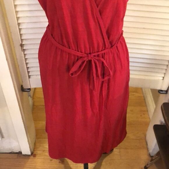 Belted Red Faux Wrap Dress with Pockets Vacation or Beach 🏖 by Universal Thread - Picture 4 of 17